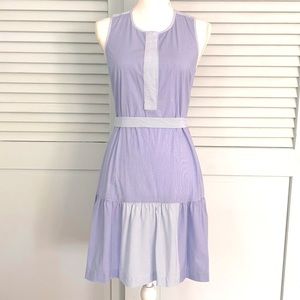 Vineyard Vines blue color block striped mid length day dress.